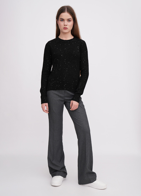 Женский черный свитер EQUILIBRI артикул BW342002 000 Black FW2025 Фото ракурс 3 - Женский черный свитер EQUILIBRI артикул BW342002 000 Black FW2025