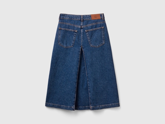 Фото ракурс 3 - Жіноча синя спiдниця Benetton артикул 4YO7D003T 901 24A