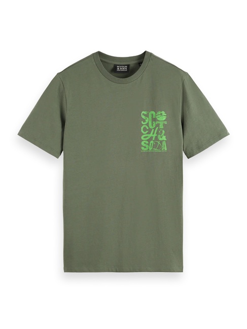 Фото ракурс 5 - Мужская зеленая футболка SCOTCH & SODA артикул 181298 300 FW2025