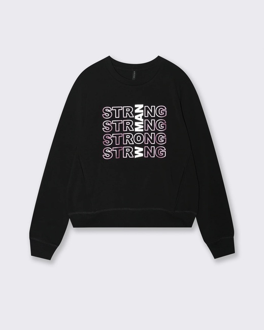 Жіночий чорний світшот Piazza Italia артикул 62302 Black FW2025 Фото ракурс 3 - Жіночий чорний світшот Piazza Italia артикул 62302 Black FW2025