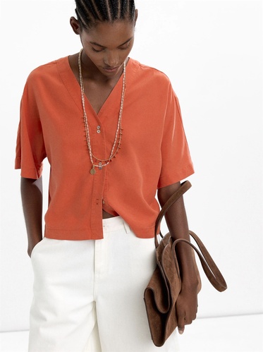 Фото ракурс 1 - Жіноча помаранчева сорочка Parfois артикул 236766 _OR FW2025