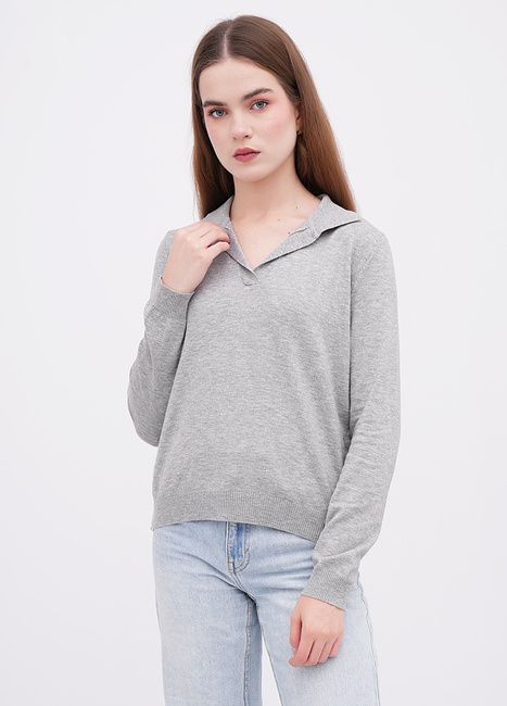 Фото ракурс 1 - Жіноча сіра футболка поло EQUILIBRI артикул BW314001 000 Grey FW2025