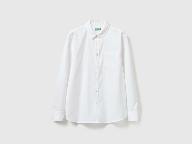 Женская белая рубашка Benetton артикул 56D8DQ0CG 101 25A Фото ракурс 1 - Женская белая рубашка Benetton артикул 56D8DQ0CG 101 25A