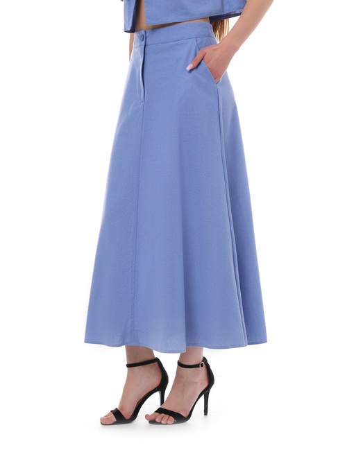 Женская голубая юбка EQUILIBRI артикул W491 051 200 LIGHT BLUE SS2025 Фото ракурс 1 - Женская голубая юбка EQUILIBRI артикул W491 051 200 LIGHT BLUE SS2025