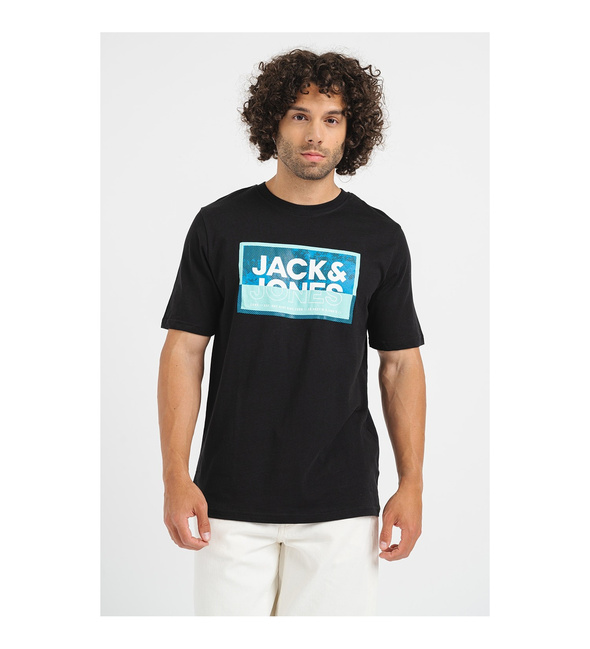 Фото ракурс 1 - Мужская чёрная футболка Jack & Jones  артикул 12259908 Black FW2024