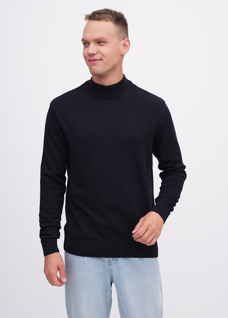 Мужской синий свитер EQUILIBRI артикул M342 004 000 NAVY BLUE FW2025 Фото ракурс 1 - Мужской синий свитер EQUILIBRI артикул M342 004 000 NAVY BLUE FW2025