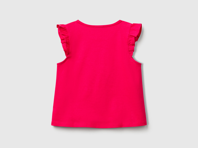 Фото ракурс 2 - Рожева футболка для дівчаток Benetton артикул 3I1XG10JK.P 02E 25E