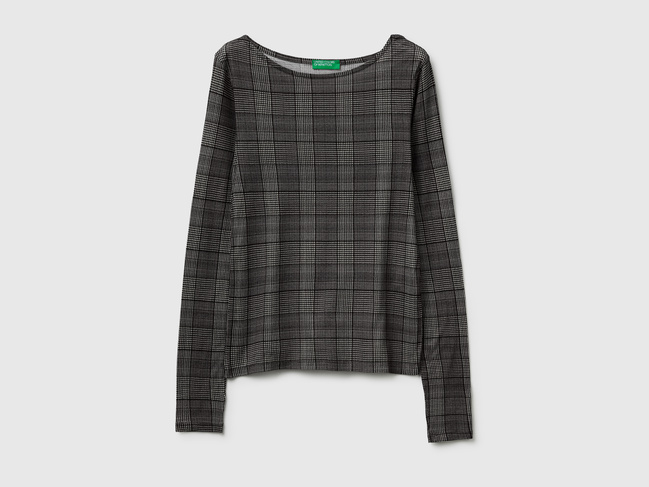 Женский серый лонгслив Benetton артикул 328PD109Y 66P 25A Фото ракурс 5 - Женский серый лонгслив Benetton артикул 328PD109Y 66P 25A