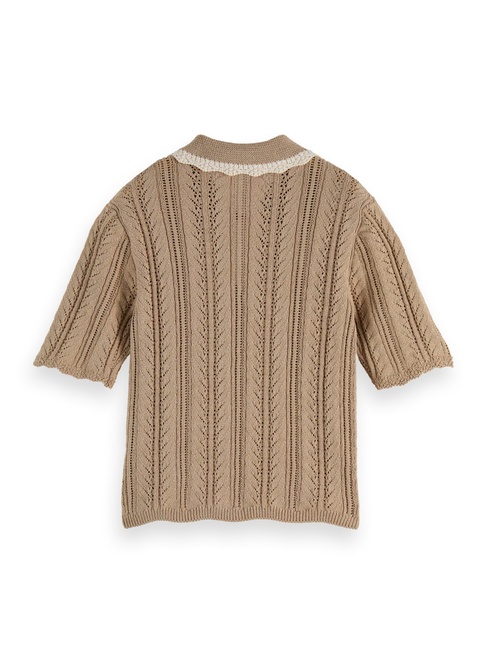 Фото ракурс 6 - Жіноча бежева футболка поло SCOTCH & SODA артикул U9A01046T U292 FW2025