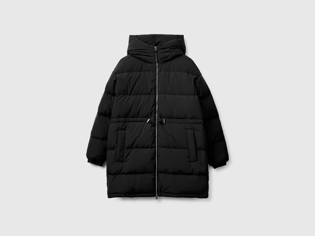 Жіноча чорна куртка Benetton артикул 22T6DN087 100 25A Фото ракурс 5 - Жіноча чорна куртка Benetton артикул 22T6DN087 100 25A