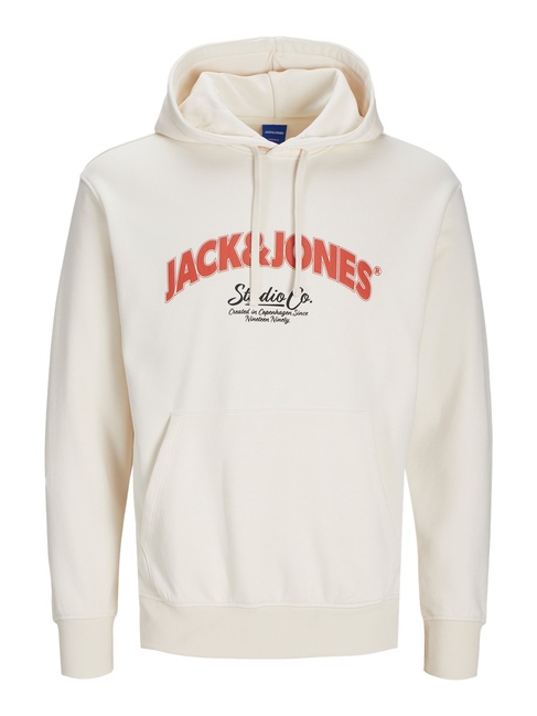 Фото ракурс 3 - Мужское белое худи Jack & Jones артикул 12262919 antique white FW2024