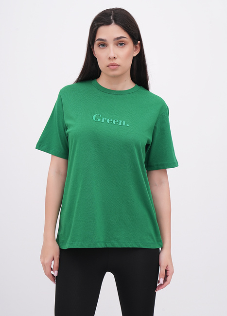 Жіноча зелена футболка EQUILIBRI артикул W213 097 000 Green FW2025 Фото ракурс 1 - Жіноча зелена футболка EQUILIBRI артикул W213 097 000 Green FW2025
