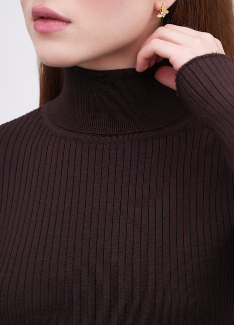 Фото ракурс 4 - Женская коричневая водолазка EQUILIBRI артикул W341 002 000 Brown FW2025