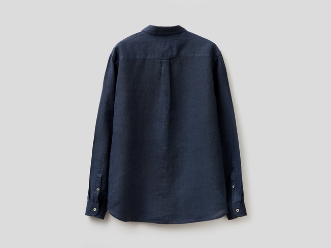 Фото ракурс 4 - Мужская синяя рубашка Benetton артикул 5BKU5QJG8 904 25P