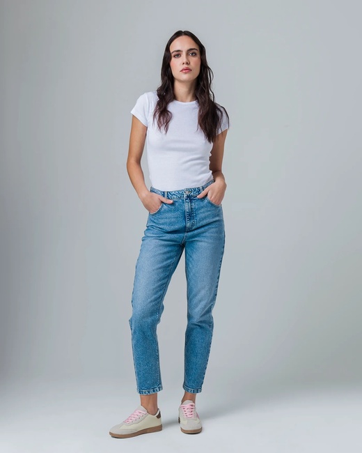 Фото ракурс 3 - Женские голубые джинсы Piazza Italia артикул 32112 Denim SS2025