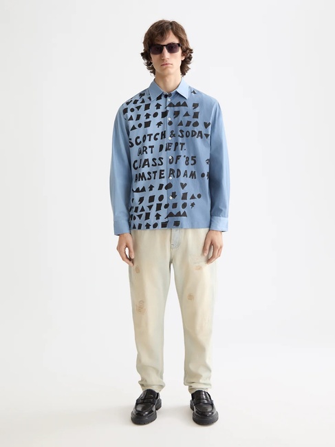 Фото ракурс 3 - Мужская голубая рубашка SCOTCH & SODA артикул 181708 410 FW2025