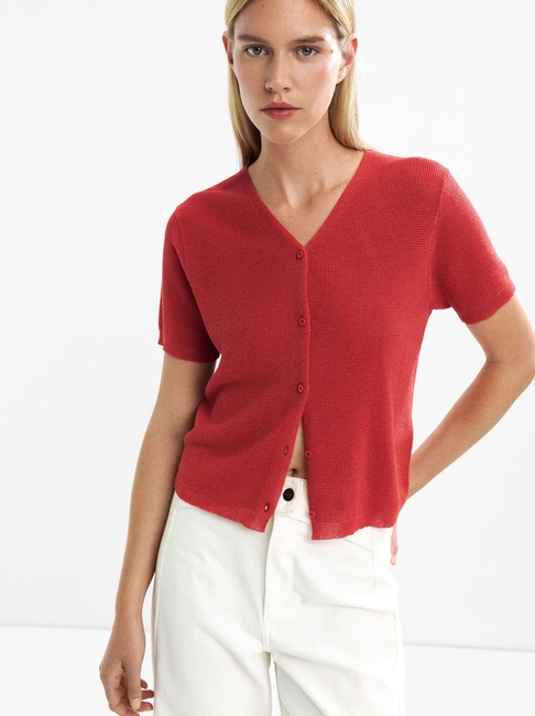 Женский красный кардиган Parfois артикул 233936 _BR FW2025 Фото ракурс 1 - Женский красный кардиган Parfois артикул 233936 _BR FW2025