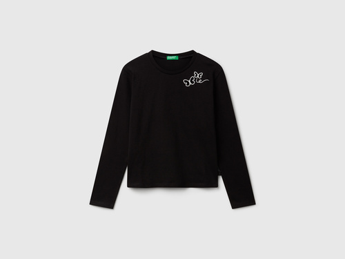 Фото ракурс 1 - Чорний лонгслів Benetton для дівчаток артикул 3P4ZC10QF.G 100 25A