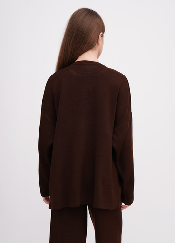 Фото ракурс 2 - Жіночий коричневий светр EQUILIBRI артикул W391 055 100 Brown FW2025