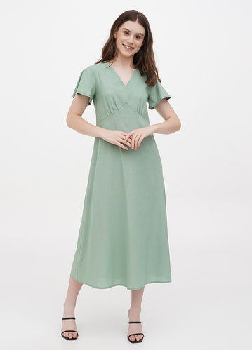 Фото ракурс 1 - Жіноча зелена сукня EQUILIBRI артикул SVT Dress Linen MN Green SS2023