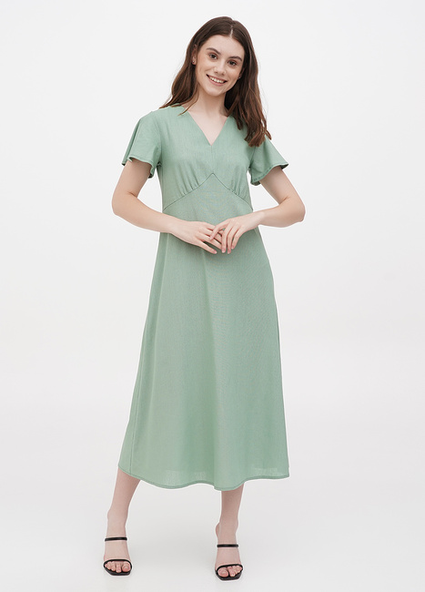 Фото ракурс 1 - Жіноча зелена сукня EQUILIBRI  артикул SVT Dress Linen MN Green SS2023