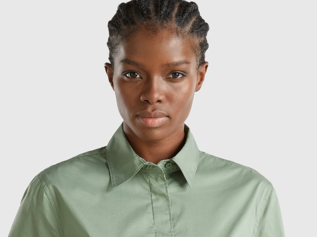 Фото ракурс 4 - Жіноча зелена сорочка Benetton артикул 51JUDQ0A0 075 24A