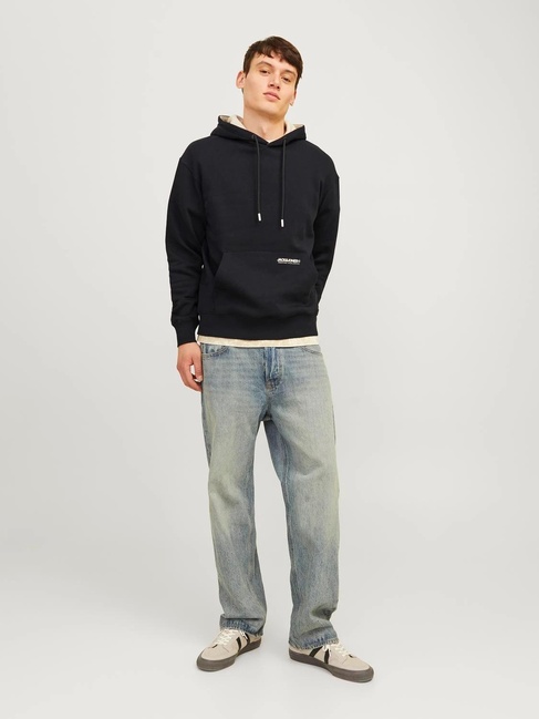 Фото ракурс 4 - Чоловіче чорнe худі Jack & Jones  артикул 12256534 Black FW2024