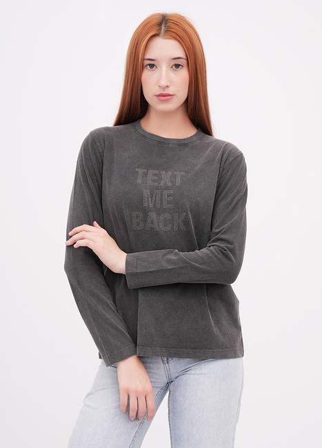 Фото ракурс 1 - Жіночий сірий лонгслів EQUILIBRI артикул W215 028 000 Graphite FW2025