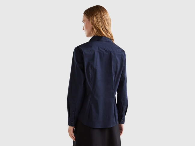 Фото ракурс 2 - Жіноча синя сорочка Benetton артикул 5AWRDQ03B 016 24A