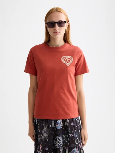 Фото ракурс 1 - Женская красная футболка SCOTCH & SODA артикул U9A00888T U602 FW2025