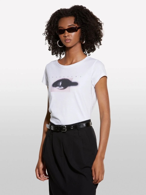 Фото ракурс 1 - Женская белая футболка Sisley артикул 3I1XL107Z 911 25A