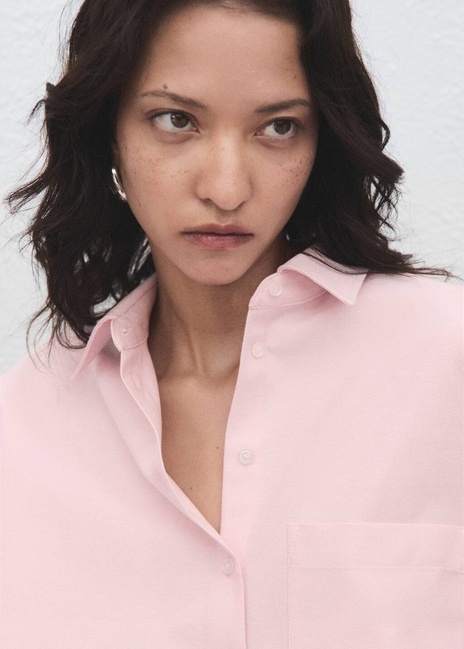 Женская розовая рубашка Mango артикул 17095799 81 1 season Фото ракурс 4 - Женская розовая рубашка Mango артикул 17095799 81 1 season