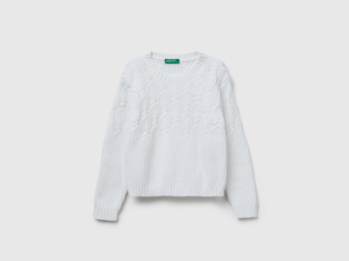 Фото ракурс 1 - Білий светр Benetton для дівчаток артикул 16CLG1010.P 074 25A