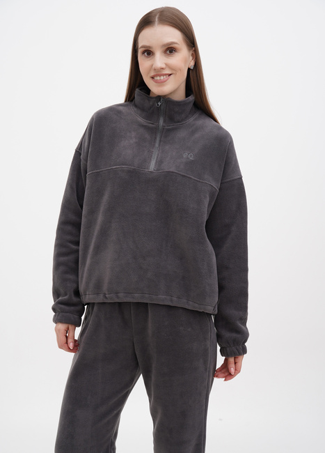 Фото ракурс 1 - Женский серый свитшот EQUILIBRI  артикул El PL Sweat EQ FUME FW2024