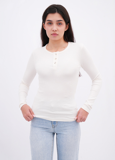 Женский белый лонгслив EQUILIBRI артикул W215 024 000 White FW2025 Фото ракурс 1 - Женский белый лонгслив EQUILIBRI артикул W215 024 000 White FW2025