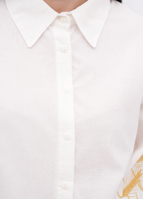 Фото ракурс 4 - Жіноча біла блузка EQUILIBRI артикул W421 021 001 White FW2025