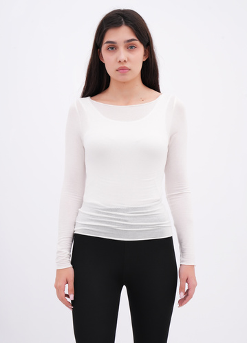 Фото ракурс 1 - Женский молочный лонгслив EQUILIBRI артикул W215 026 000 MILK FW2025