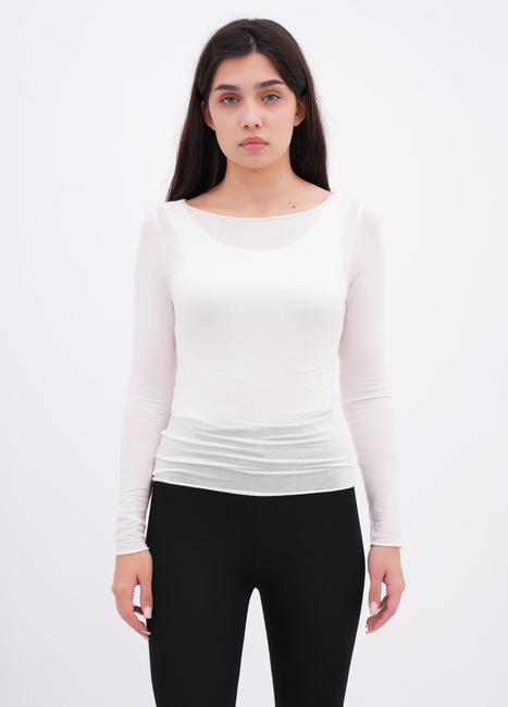 Фото ракурс 1 - Жіночий молочний лонгслів EQUILIBRI артикул W215 026 000 MILK FW2025