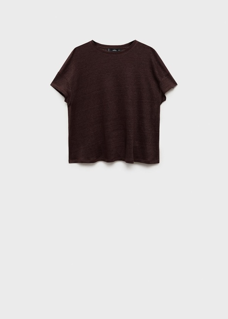 Фото ракурс 3 - Женская коричневая футболка Mango артикул 87057167 30 8 season