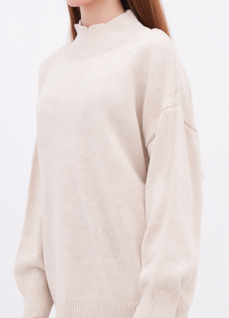 Женский бежевый свитер EQUILIBRI артикул W342 056 000 Beige FW2025 Фото ракурс 3 - Женский бежевый свитер EQUILIBRI артикул W342 056 000 Beige FW2025