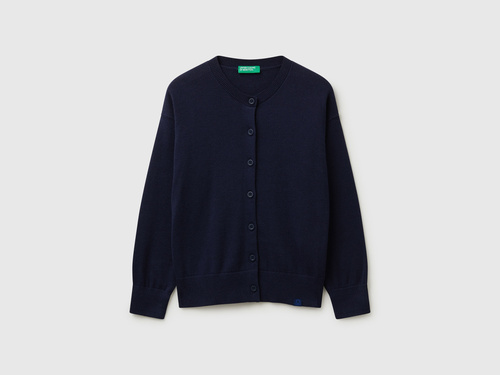 Фото ракурс 1 - Синий кардиган Benetton для девочек артикул 19DKC500Y.G 252 25A