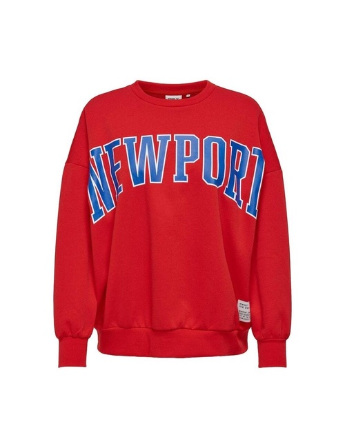 Женский красный свитшот Only артикул 15317005 flame scarlet SS2024 Фото ракурс 1 - Женский красный свитшот Only артикул 15317005 flame scarlet SS2024