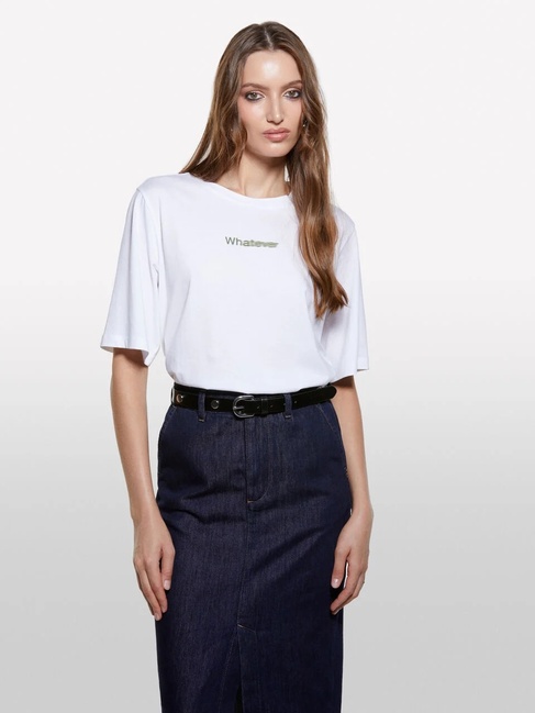 Жіноча біла футболка Sisley артикул 3I1XL107Y 101 25A Фото ракурс 1 - Жіноча біла футболка Sisley артикул 3I1XL107Y 101 25A