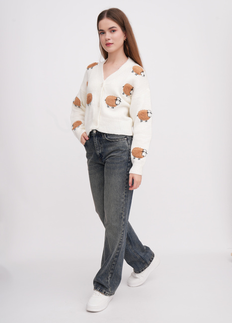 Жіночий білий кардиган EQUILIBRI артикул W343 013 000 White FW2025 Фото ракурс 3 - Жіночий білий кардиган EQUILIBRI артикул W343 013 000 White FW2025