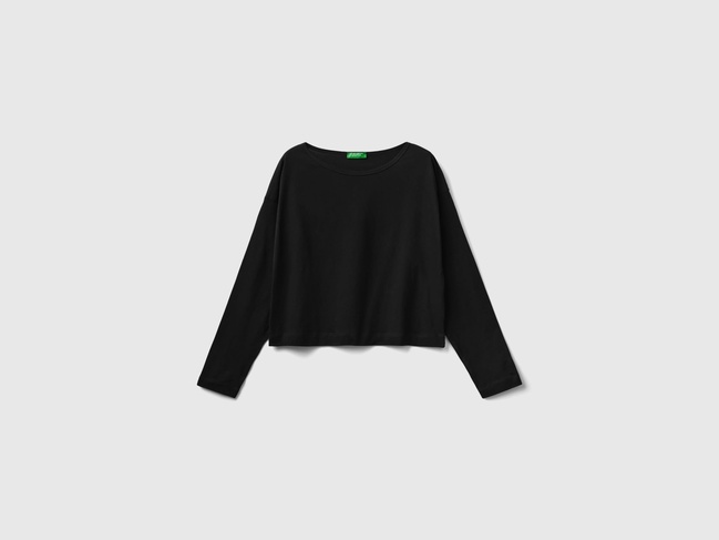 Фото ракурс 4 - Жіночий чорний реглан Benetton артикул 31VKD104I 100 24A