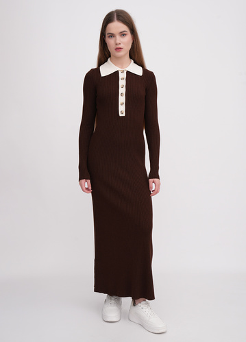 Фото ракурс 1 - Жіноча коричнева сукня EQUILIBRI артикул W352 033 000 Brown FW2025