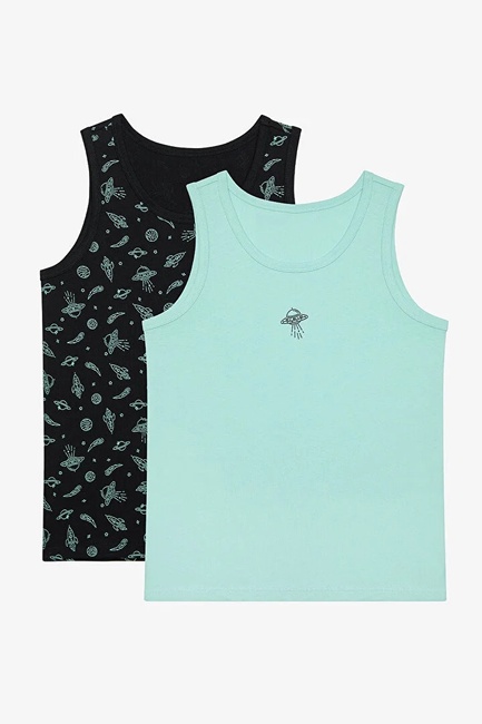 Фото ракурс 1 - Блакитно-чорна майка для хлопчиків Penti артикул PLNP2DPQ25IY MIX 25SS