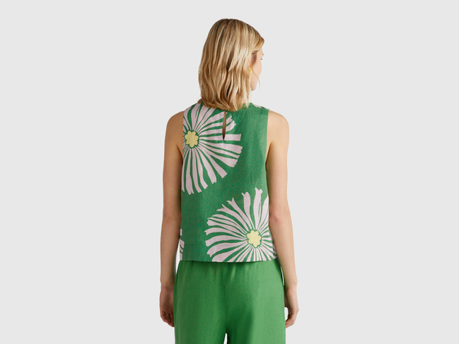 Фото ракурс 2 - Жіноча зелена майка Benetton артикул 5KPRDQ0BU 69W 25P