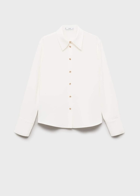 Женская молочная рубашка Mango артикул 17065804 02 1 season Фото ракурс 3 - Женская молочная рубашка Mango артикул 17065804 02 1 season