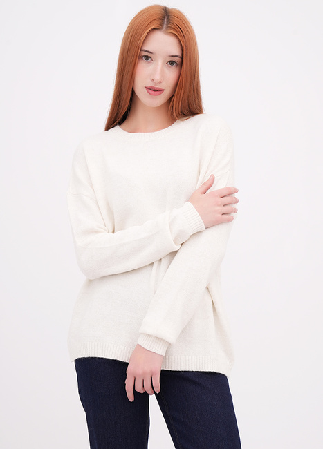 Женский молочный свитер EQUILIBRI артикул W342 058 000 MILK FW2025 Фото ракурс 1 - Женский молочный свитер EQUILIBRI артикул W342 058 000 MILK FW2025